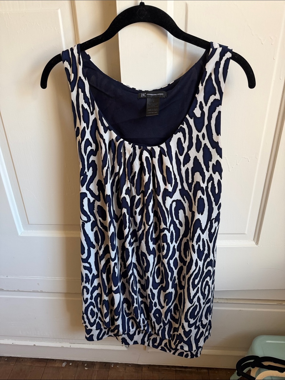 INC International Concepts Navy and White Animal Print Sleeveless dress